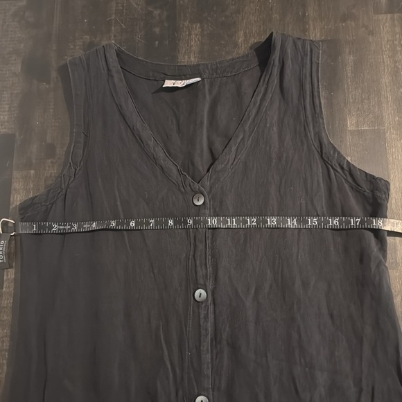 Cut Loose Black Button Down Midi Linen Blend Dress Size Medium Lagenlook - Picture 6 of 8